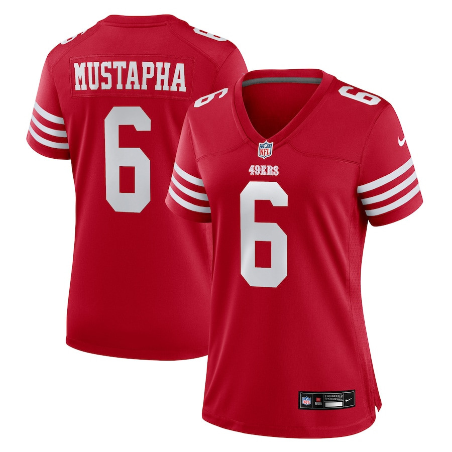 Malik Mustapha 6 San Francisco 49ers Women's Game Jersey - Scarlet JS5492 Saliibo