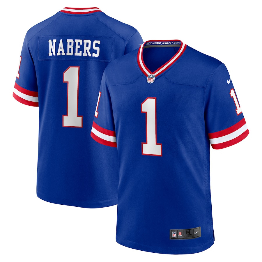 Malik Nabers 1 New York Giants 2nd Alternate 2024 NFL Draft Game Men Jersey - Royal JS5343 Saliibo