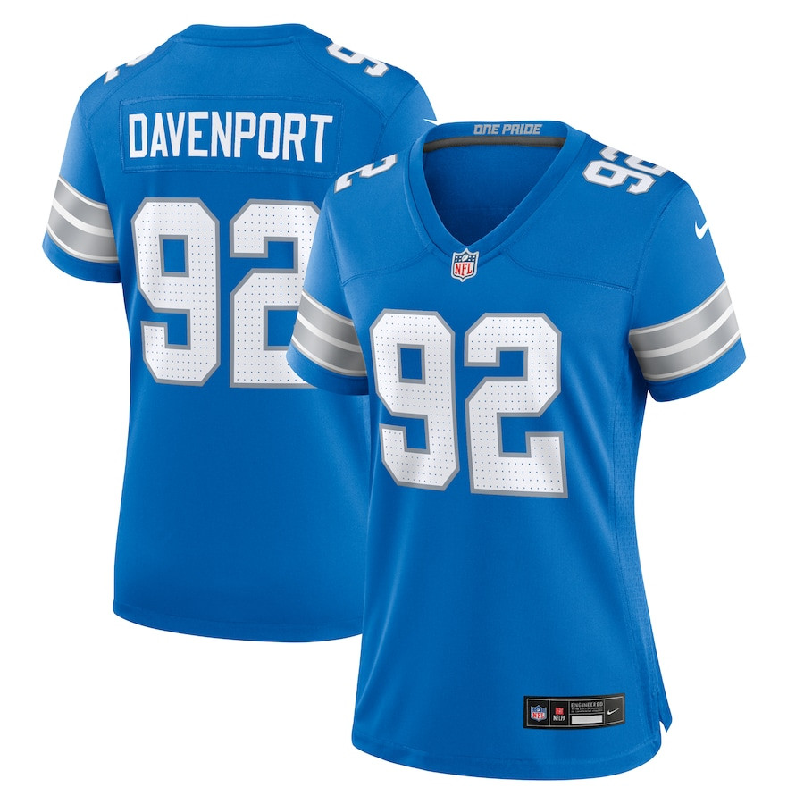 Marcus Davenport 92 Detroit Lions Team Game Women Jersey - Blue JS7873 Saliibo