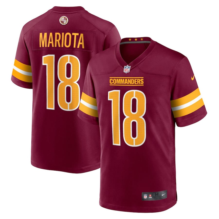 Marcus Mariota 18 Washington Commanders Game Men Jersey - Burgundy JS1788 Saliibo