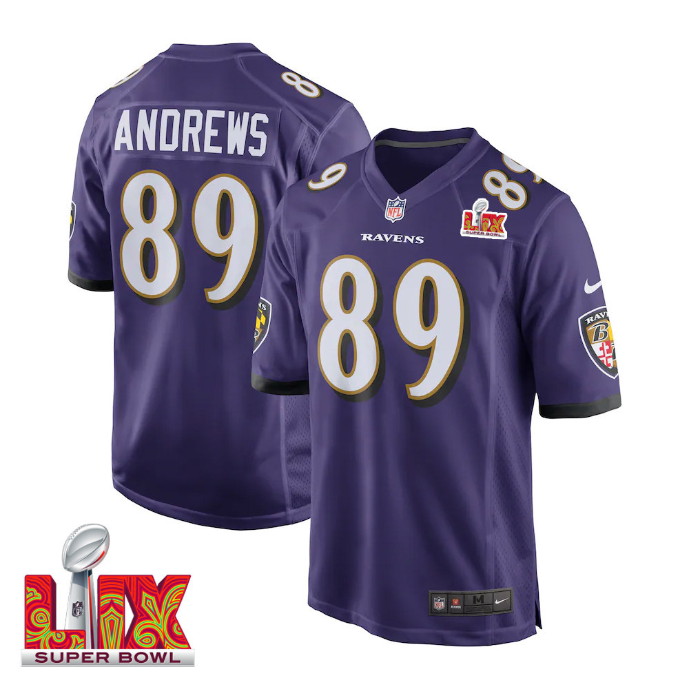 Mark Andrews #89 Baltimore Ravens Super Bowl LIX Jersey - Men's - Purple JS9501 Saliibo