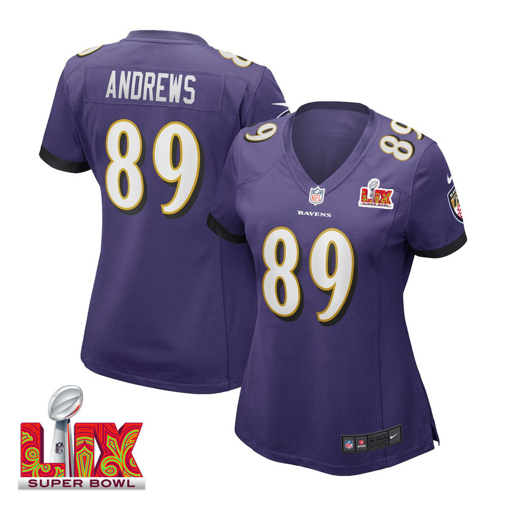 Mark Andrews #89 Baltimore Ravens Super Bowl LIX Women's Jersey - Purple JS8878 Saliibo