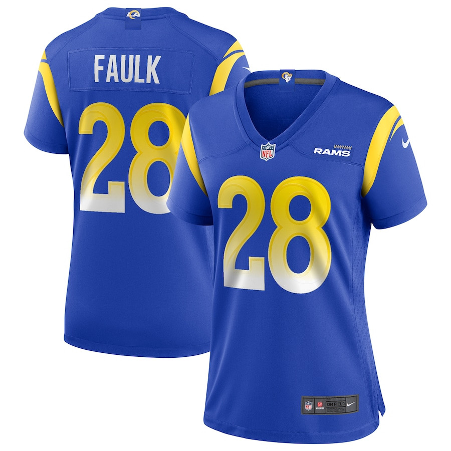 Marshall Faulk 28 Los Angeles Rams Women Game Retired Jersey - Royal JS2884 Saliibo