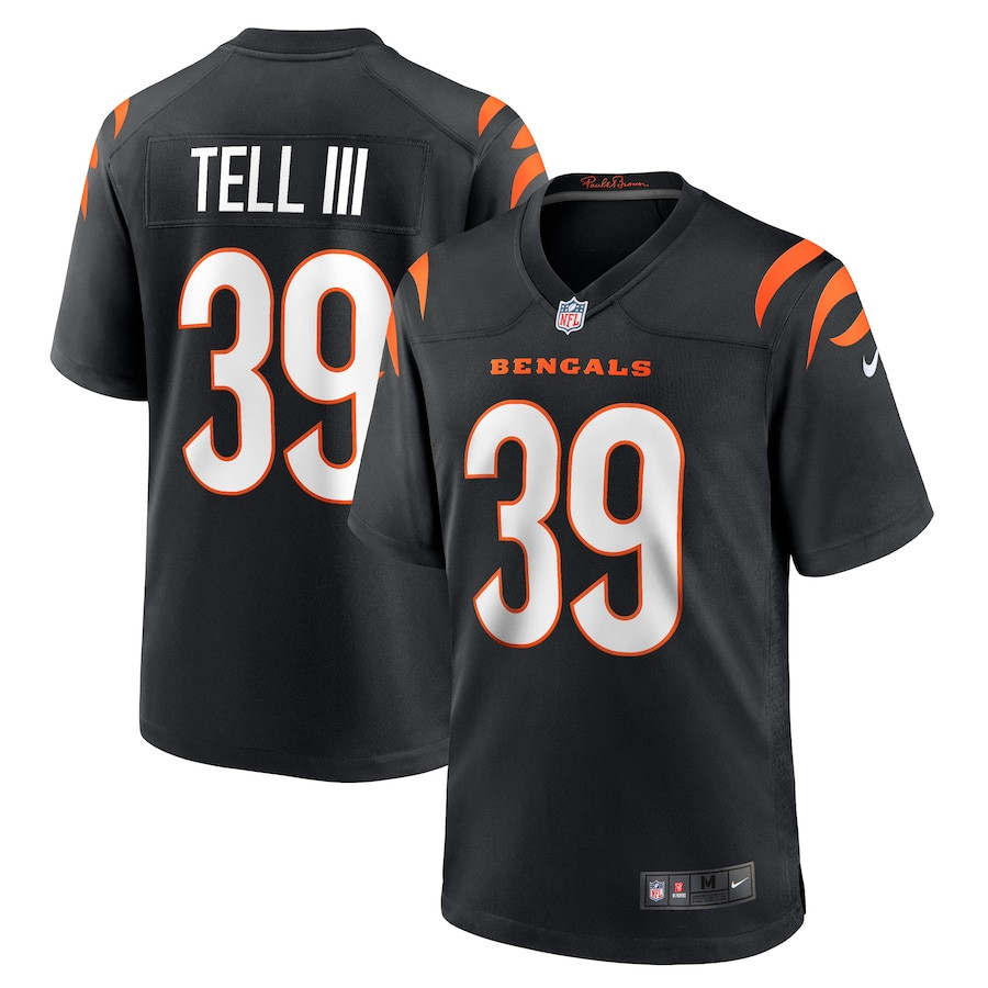 Marvell Tell III 39 Cincinnati Bengals Team Game Men Jersey - Black JS5787 Saliibo