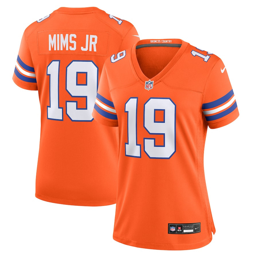 Marvin Mims Jr 19 Denver Broncos Women's Mile High Collection 1977 Throwback Player Game Jersey - Orange JS5643 Saliibo