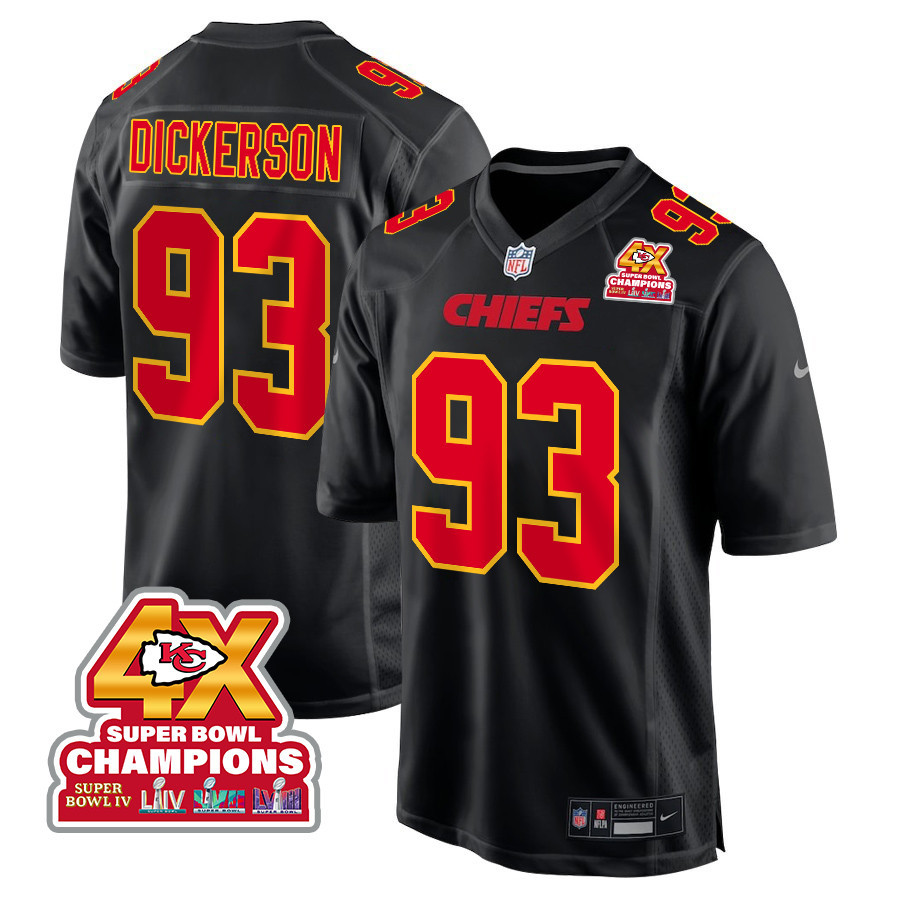 Matt Dickerson 93 Kansas City Chiefs Super Bowl LVIII Champions 4X Fashion Game Men Jersey - Carbon Black JS9376 Saliibo
