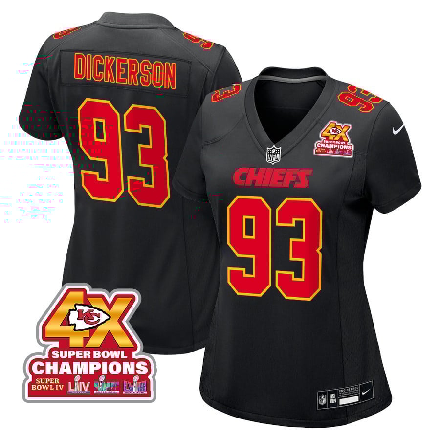 Matt Dickerson 93 Kansas City Chiefs Super Bowl LVIII Champions 4X Fashion Game Women Jersey - Carbon Black JS5648 Saliibo