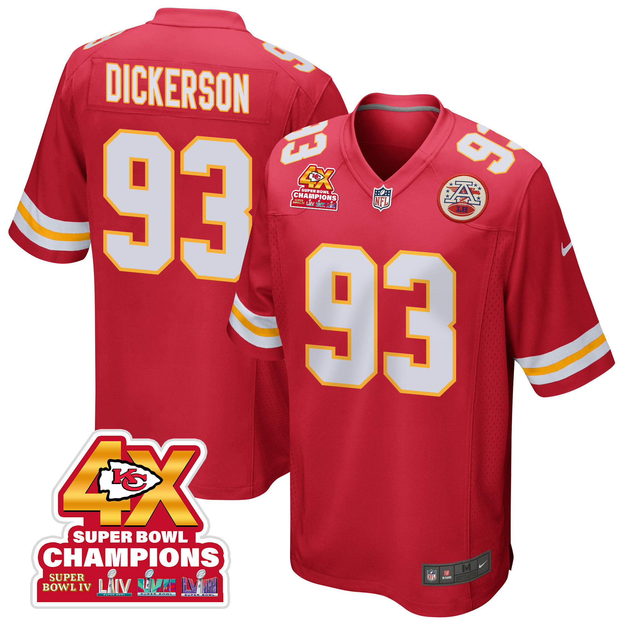 Matt Dickerson 93 Kansas City Chiefs Super Bowl LVIII Champions 4X Game Men Jersey - Red JS7938 Saliibo