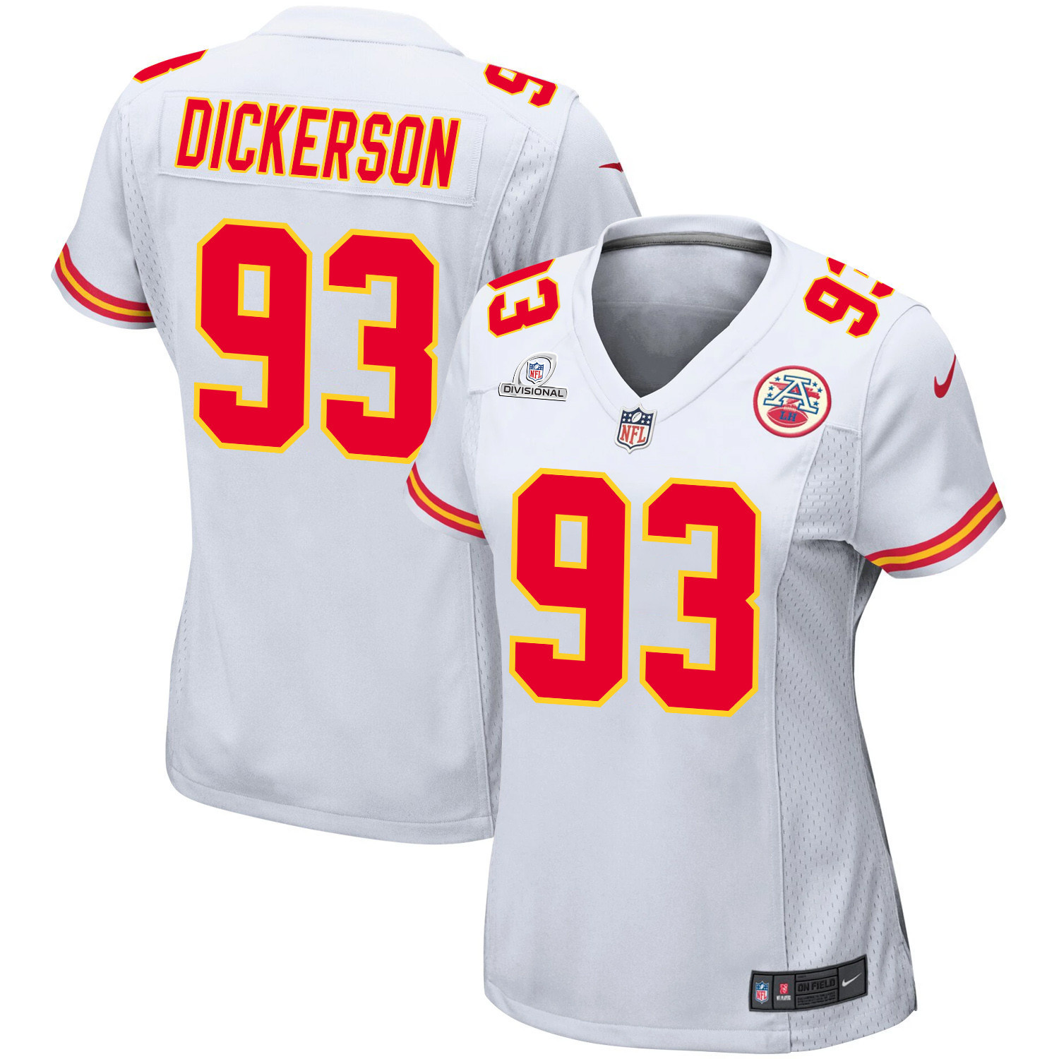 Matt Dickerson 93 Kansas City Chiefs Super Bowl LVIII Patch Game Women Jersey - White JS1488 Saliibo