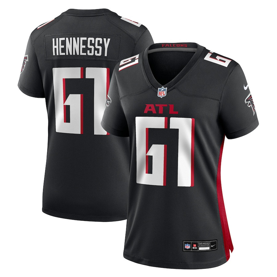 Matt Hennessy 61 Atlanta Falcons Women's Team Game Jersey - Black JS4369 Saliibo