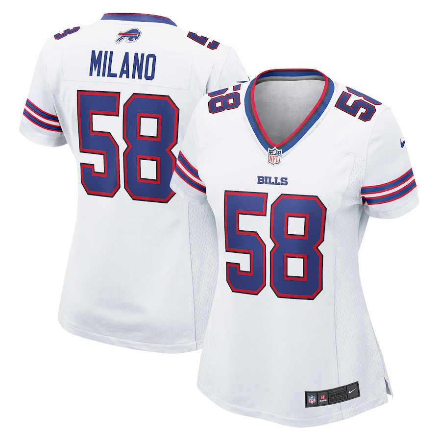 Matt Milano 58 Buffalo Bills Women's Game Jersey - White JS3654 Saliibo