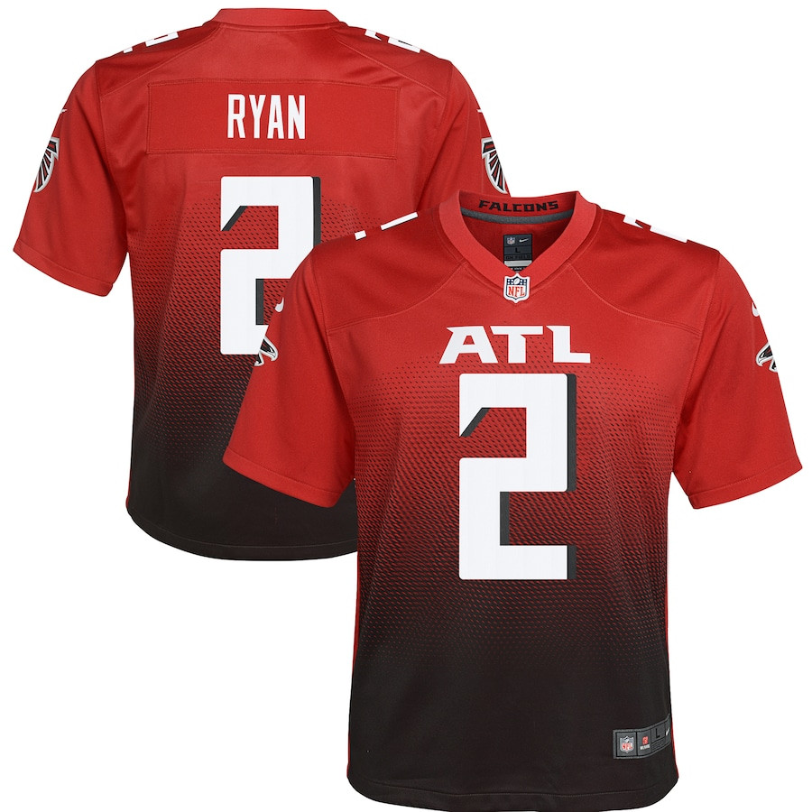 Matt Ryan 2 Atlanta Falcons YOUTH 2nd Alternate Game Jersey - Red JS2842 Saliibo