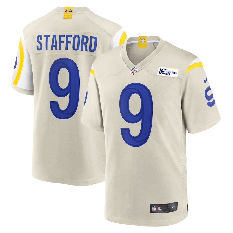 Matthew Stafford 9 Los Angeles Rams Game Men Jersey - Bone JS8087 Saliibo
