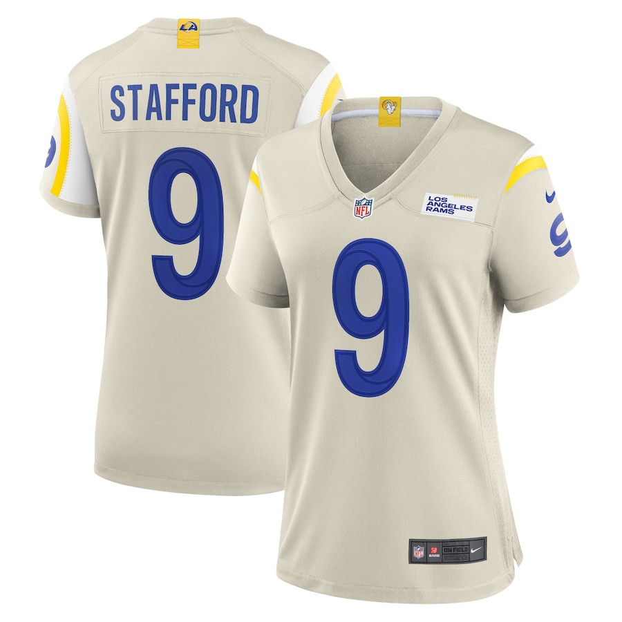 Matthew Stafford 9 Los Angeles Rams Women's Game Jersey - Bone JS2007 Saliibo