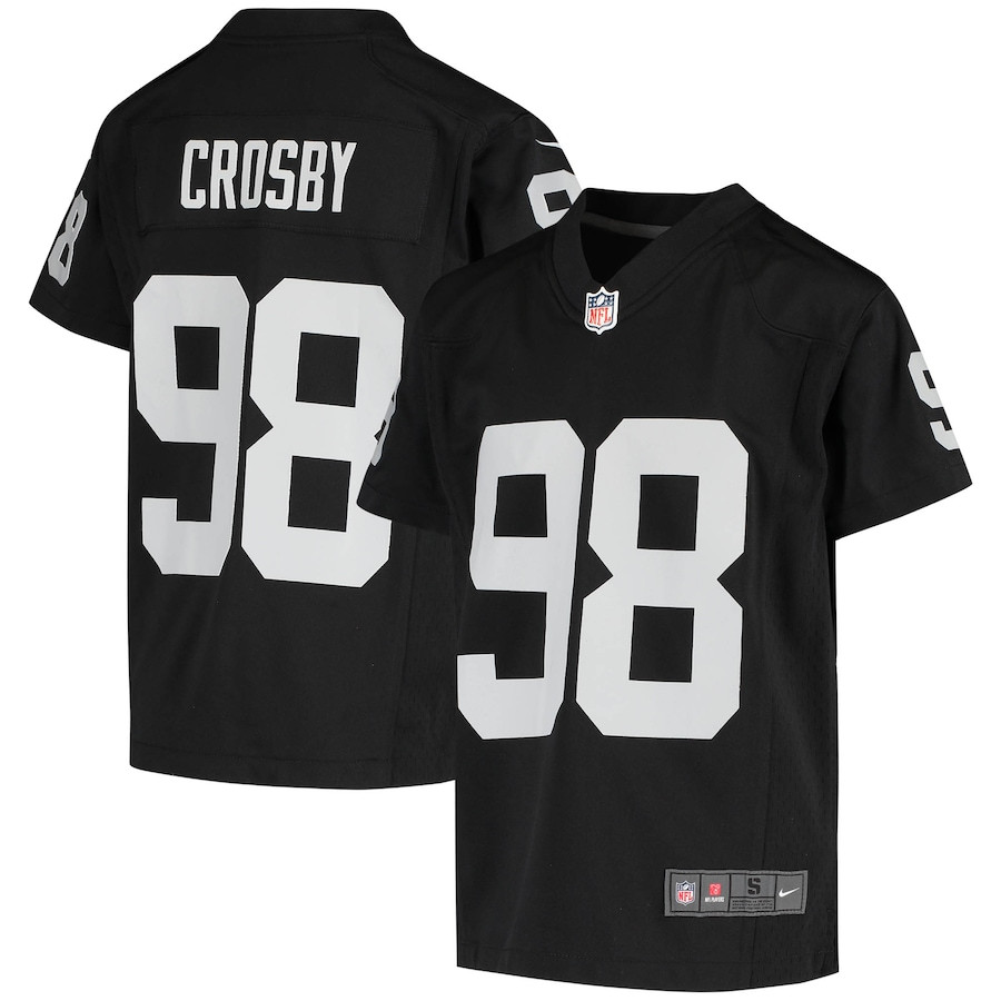 Maxx Crosby 98 Las Vegas Raiders YOUTH Game Jersey - Black JS2339 Saliibo