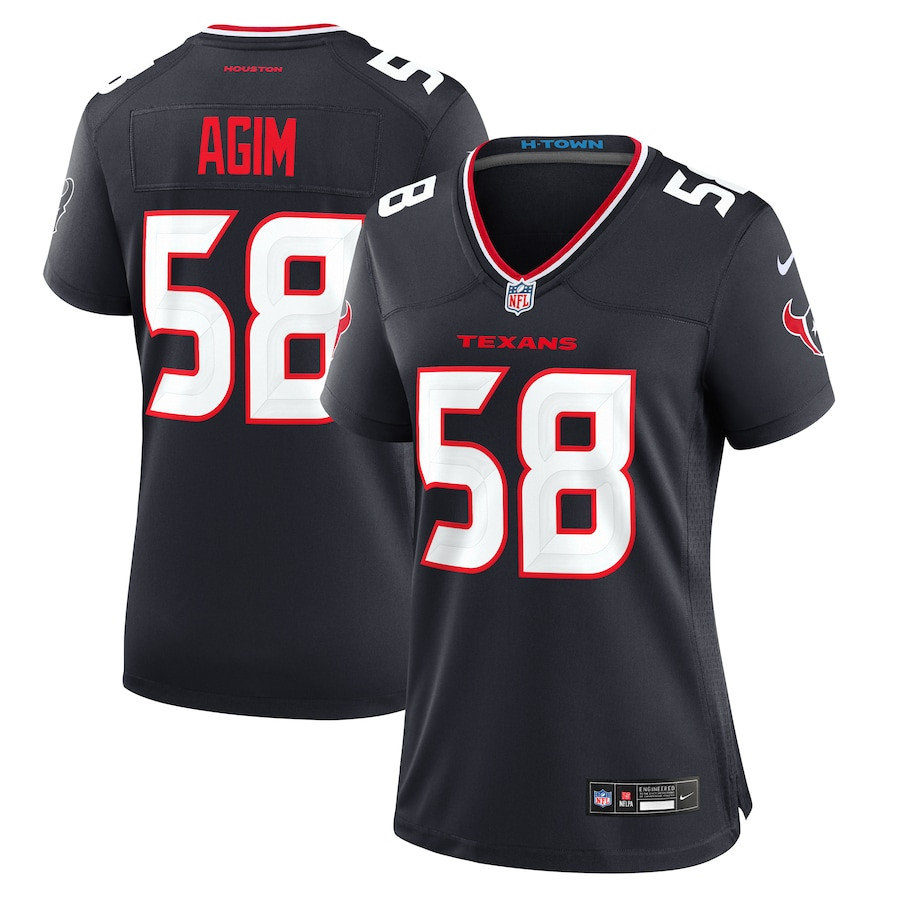 McTelvin Agim 58 Houston Texans Women Team Game Jersey - Navy JS9981 Saliibo