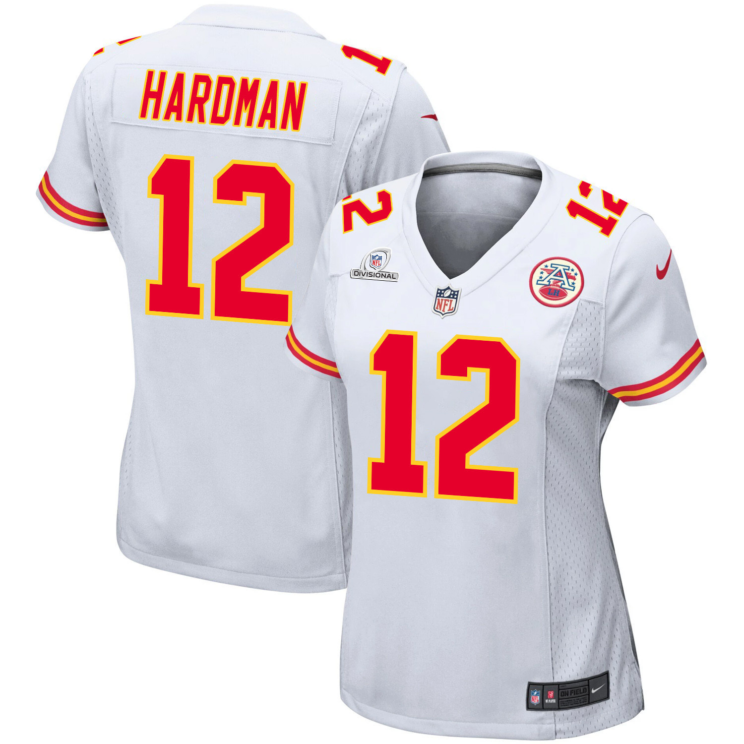 Mecole Hardman 12 Kansas City Chiefs Super Bowl LVIII Patch Game Women Jersey - White JS3335 Saliibo