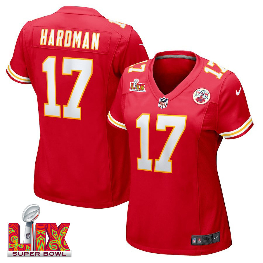 Mecole Hardman #17 Kansas City Chiefs Super Bowl LIX Women's Jersey - Red JS7827 Saliibo