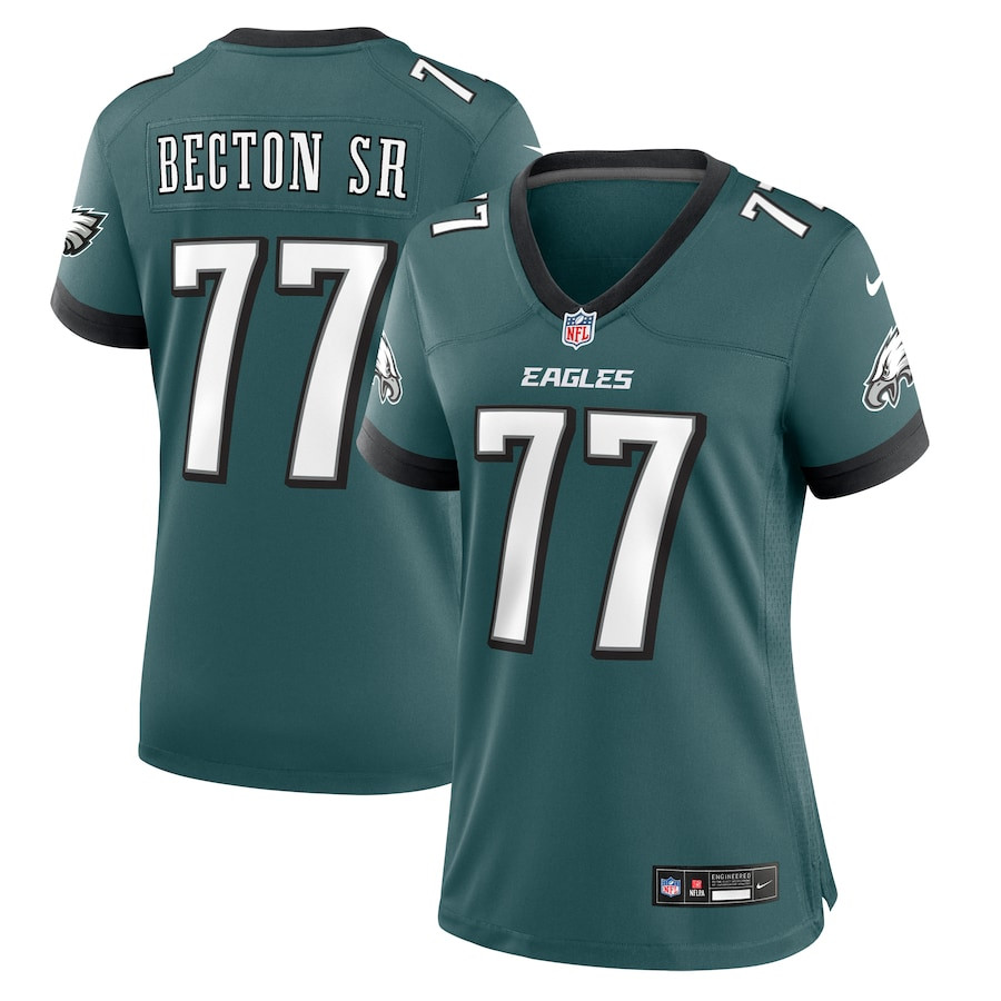Mekhi Becton Sr. 77 Philadelphia Eagles Women's Game Jersey - Midnight Green JS6487 Saliibo