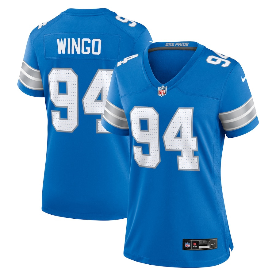 Mekhi Wingo 94 Detroit Lions Women Team Game Jersey - Blue JS6159 Saliibo