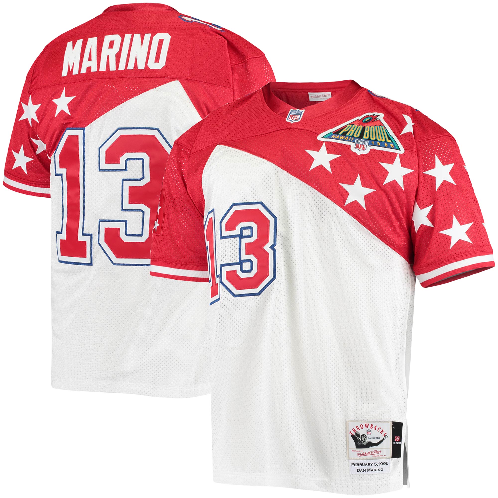 Men's AFC Dan Marino Mitchell & Ness White/Red 1994 Pro Bowl Jersey JS5893 Saliibo