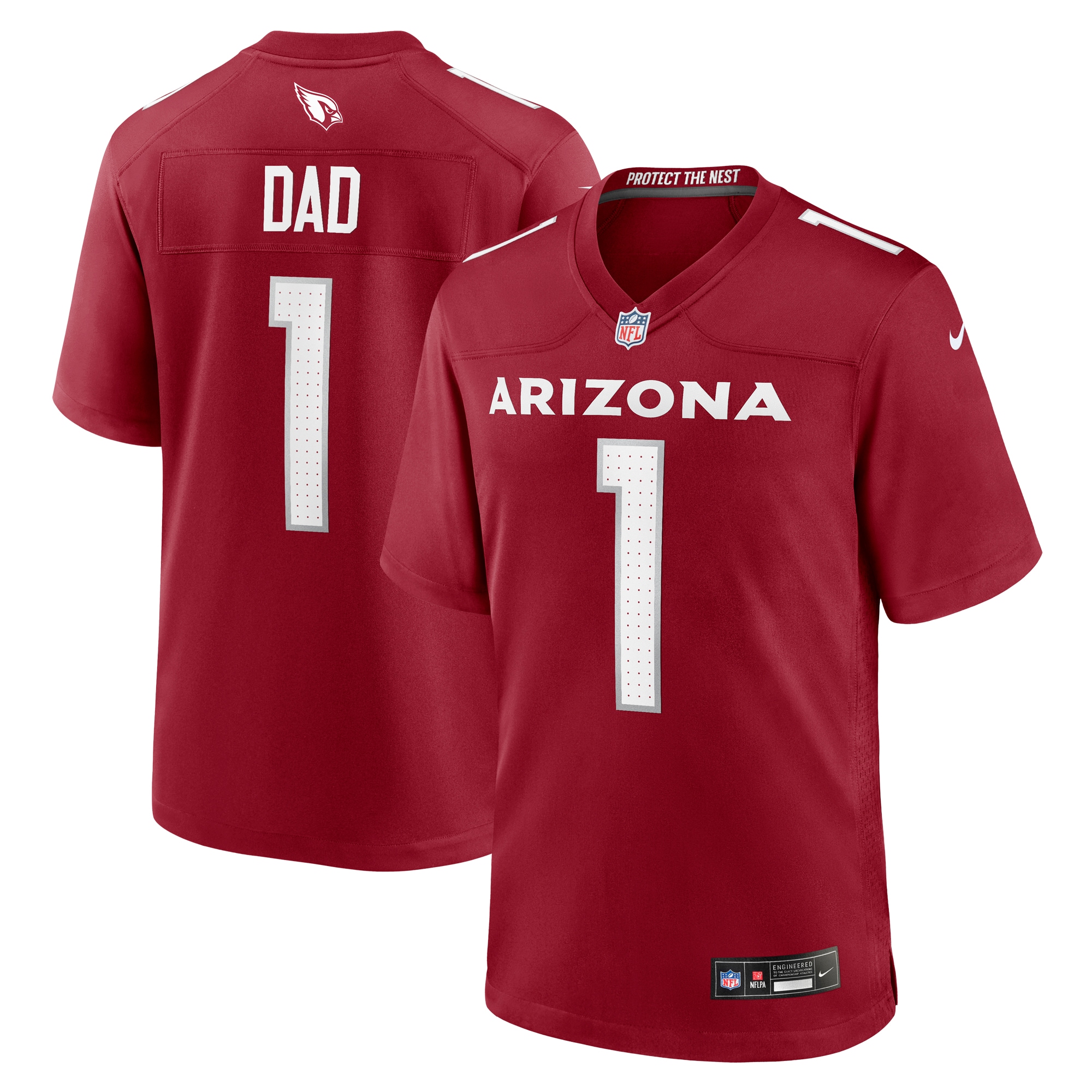 Men's Arizona Cardinals Number 1 Dad Cardinal Game Jersey JS8586 Saliibo