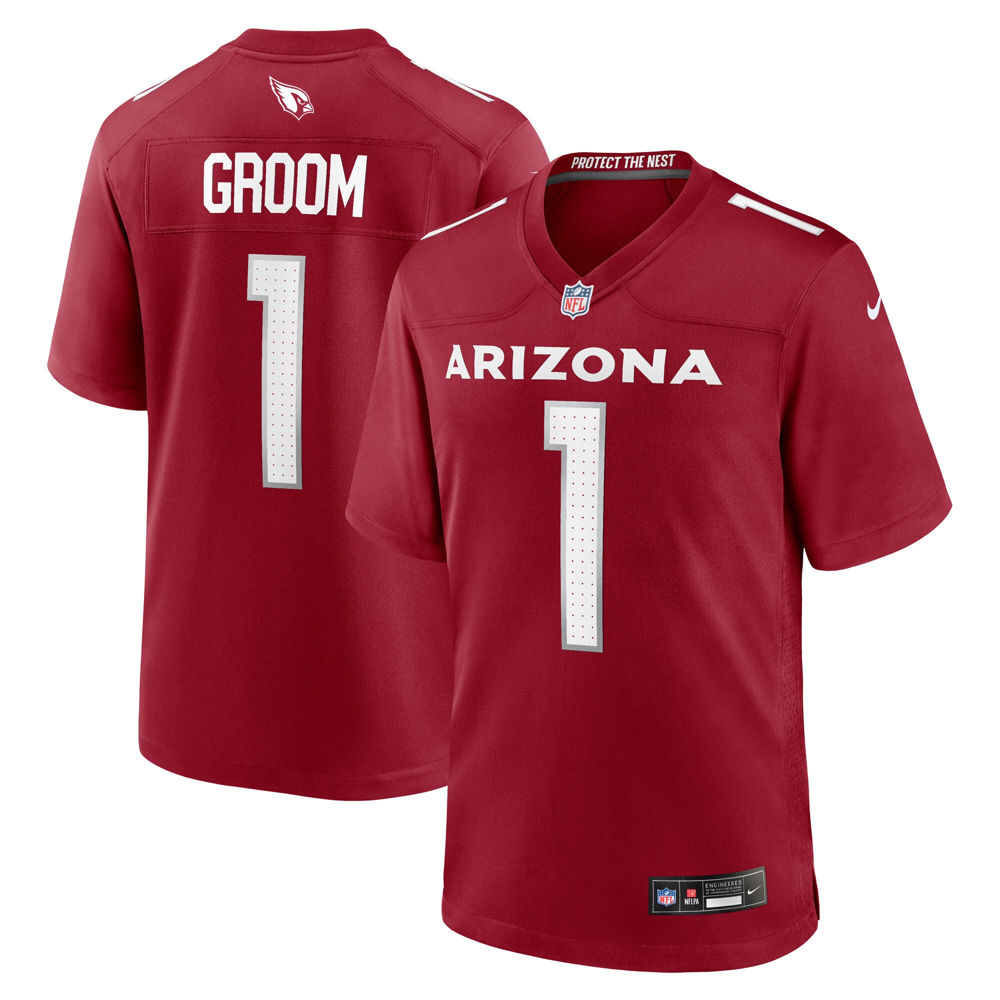 Men's Arizona Cardinals Number 1 Groom Cardinal Game Jersey JS7803 Saliibo