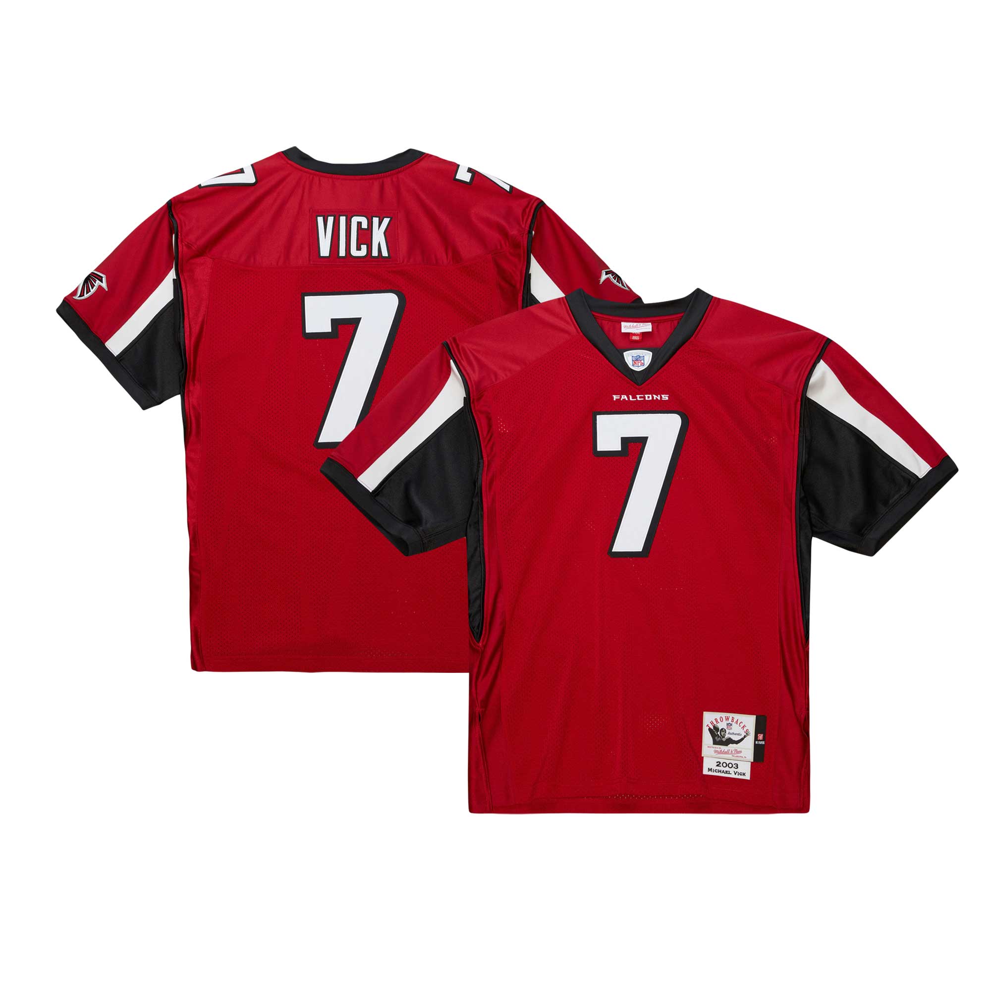 Men's Atlanta Falcons 2003 Michael Vick Mitchell & Ness Red Throwback Retired Player Jersey JS6182 Saliibo