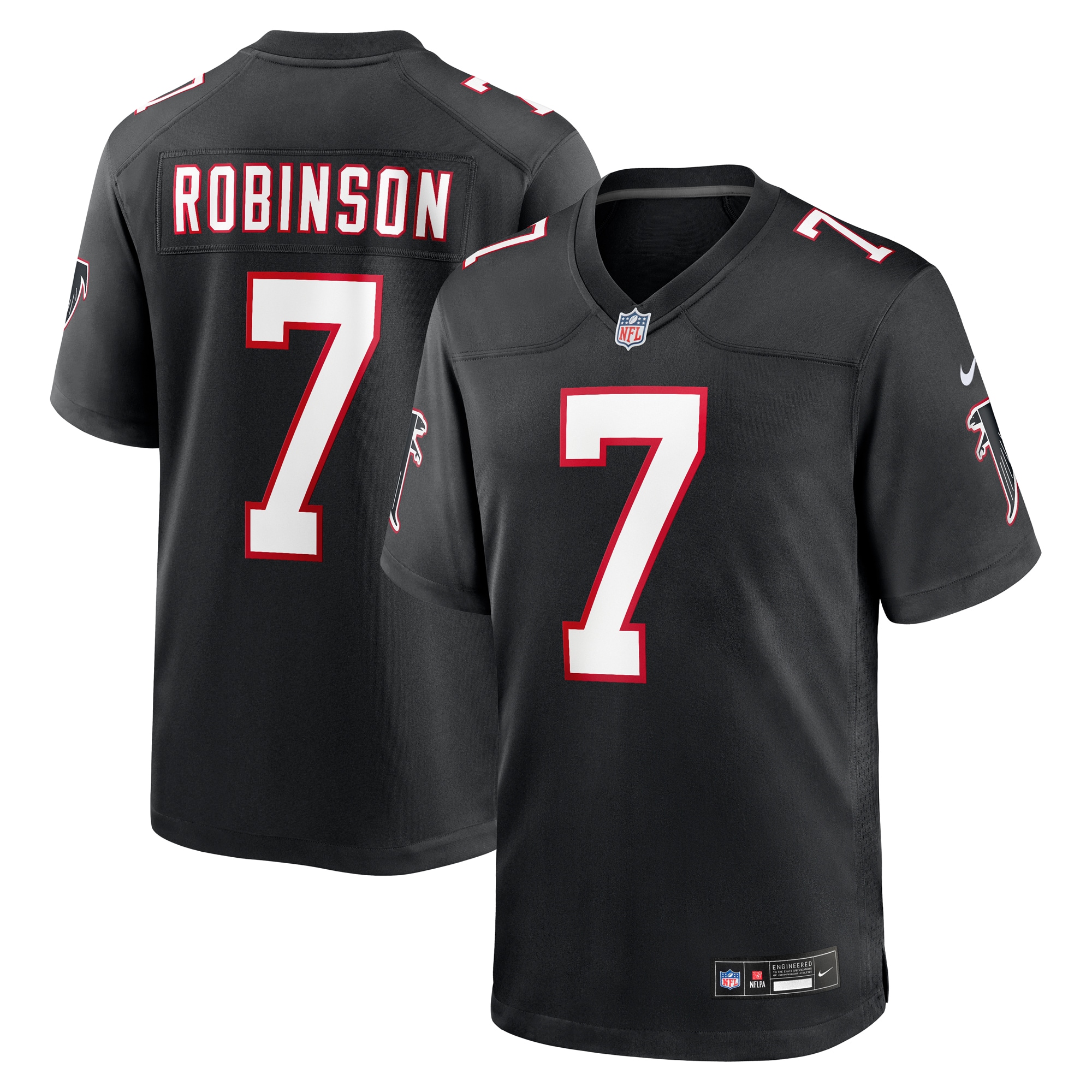 Men's Atlanta Falcons Bijan Robinson Black Throwback Game Jersey JS6392 Saliibo