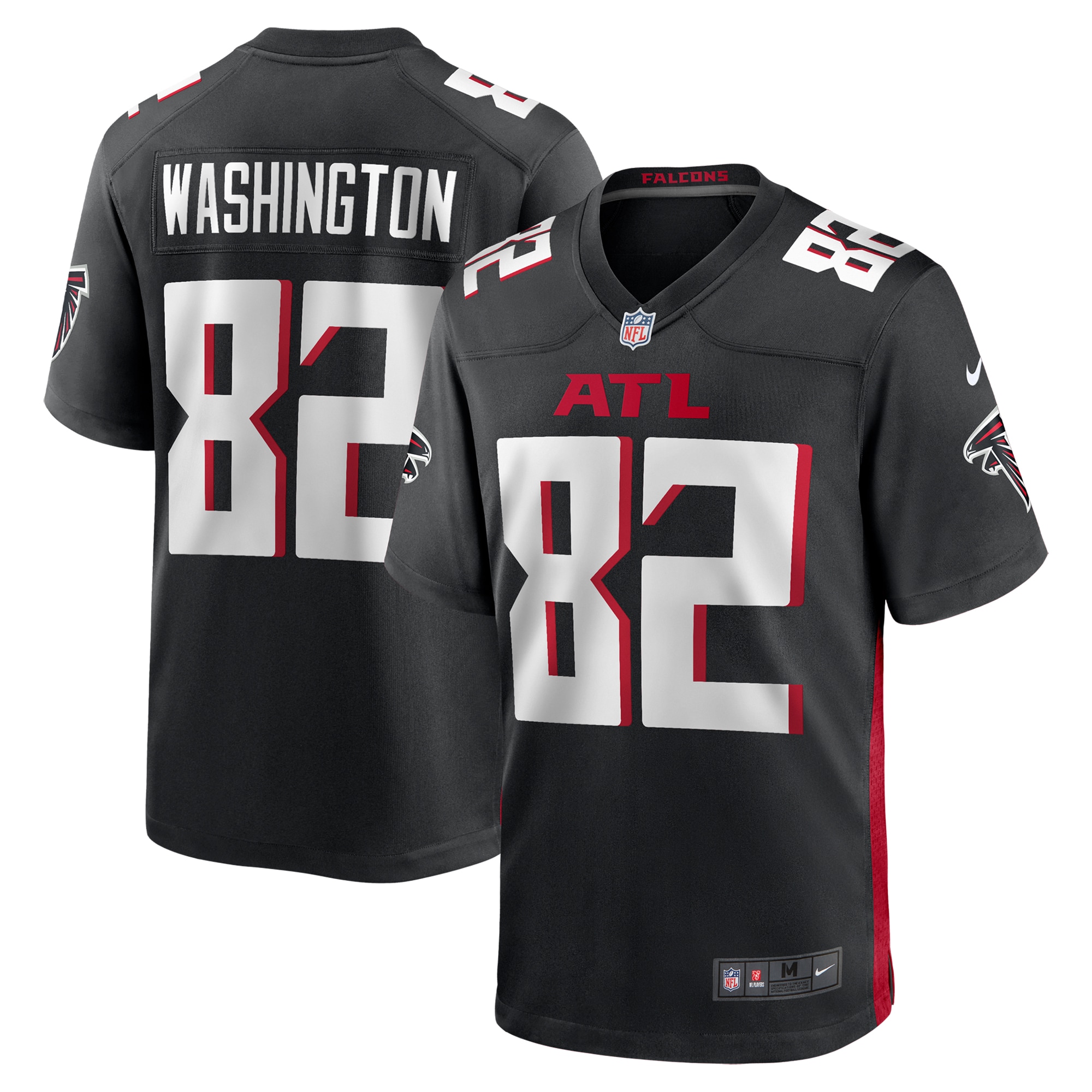 Men's Atlanta Falcons Casey Washington Black Team Game Jersey JS8805 Saliibo