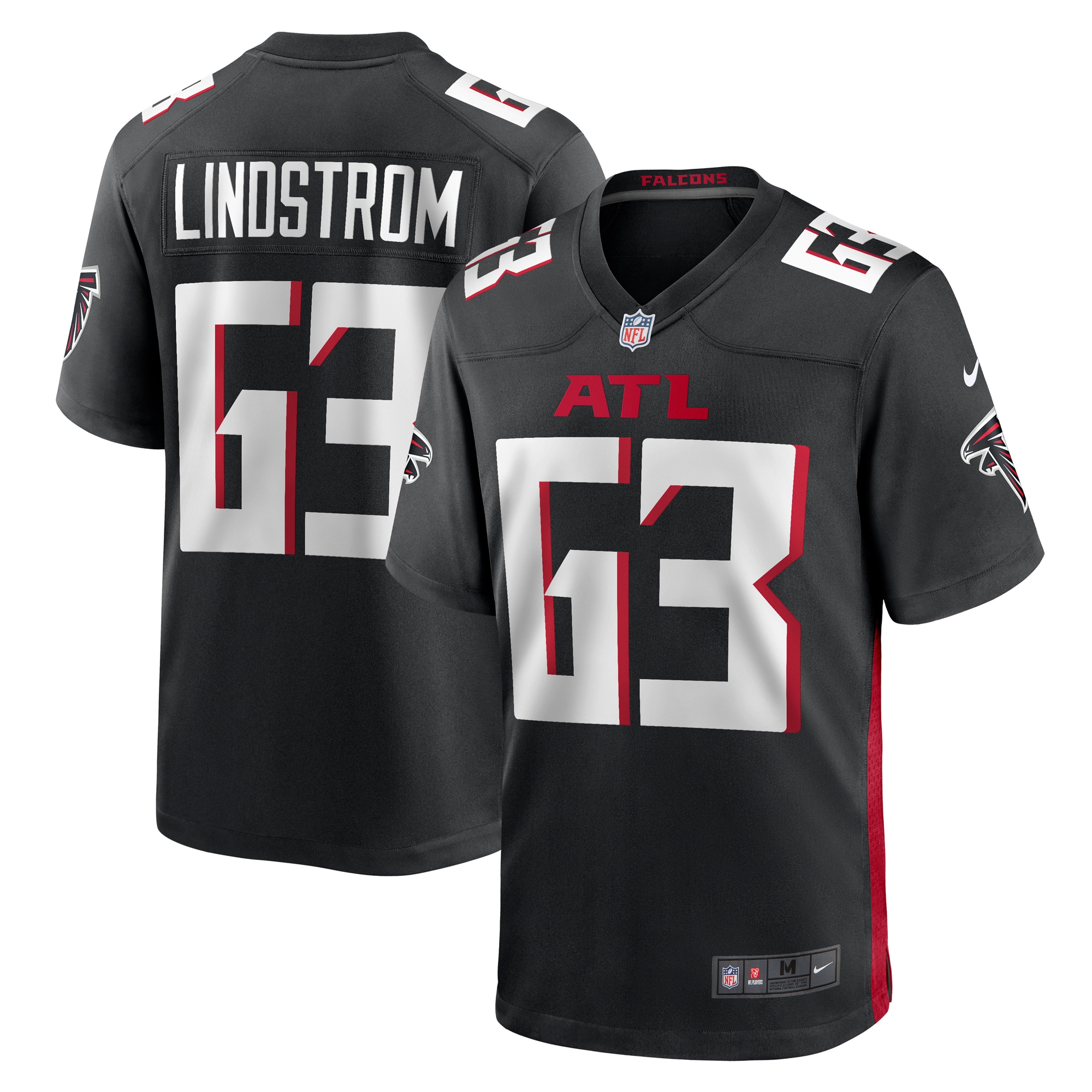 Men's Atlanta Falcons Chris Lindstrom Black Team Game Jersey JS5529 Saliibo