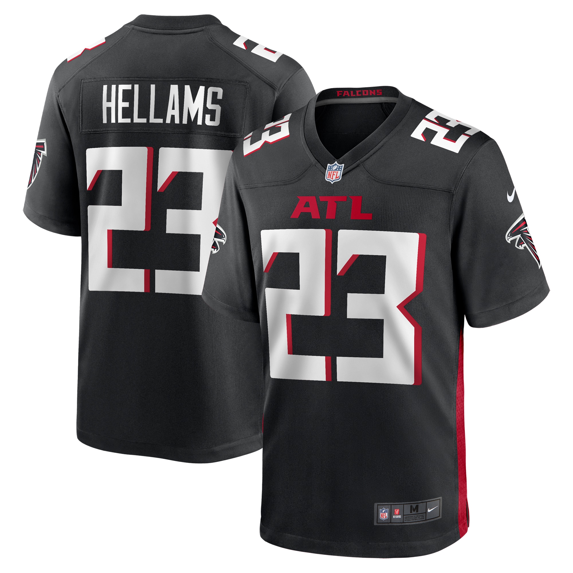 Men's Atlanta Falcons DeMarcco Hellams Black Team Game Jersey JS1199 Saliibo