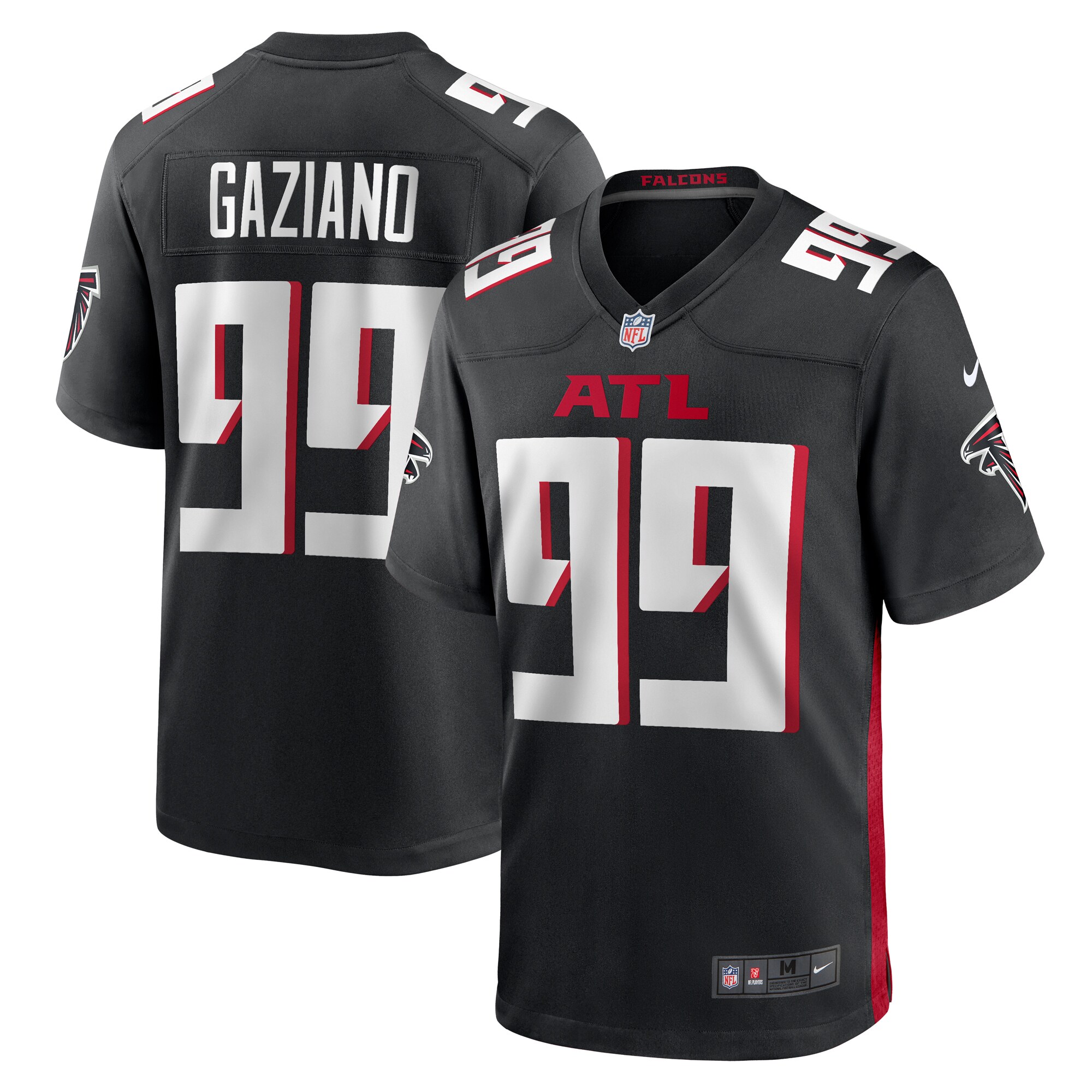 Men's Atlanta Falcons Joe Gaziano Black Team Game Jersey JS4455 Saliibo