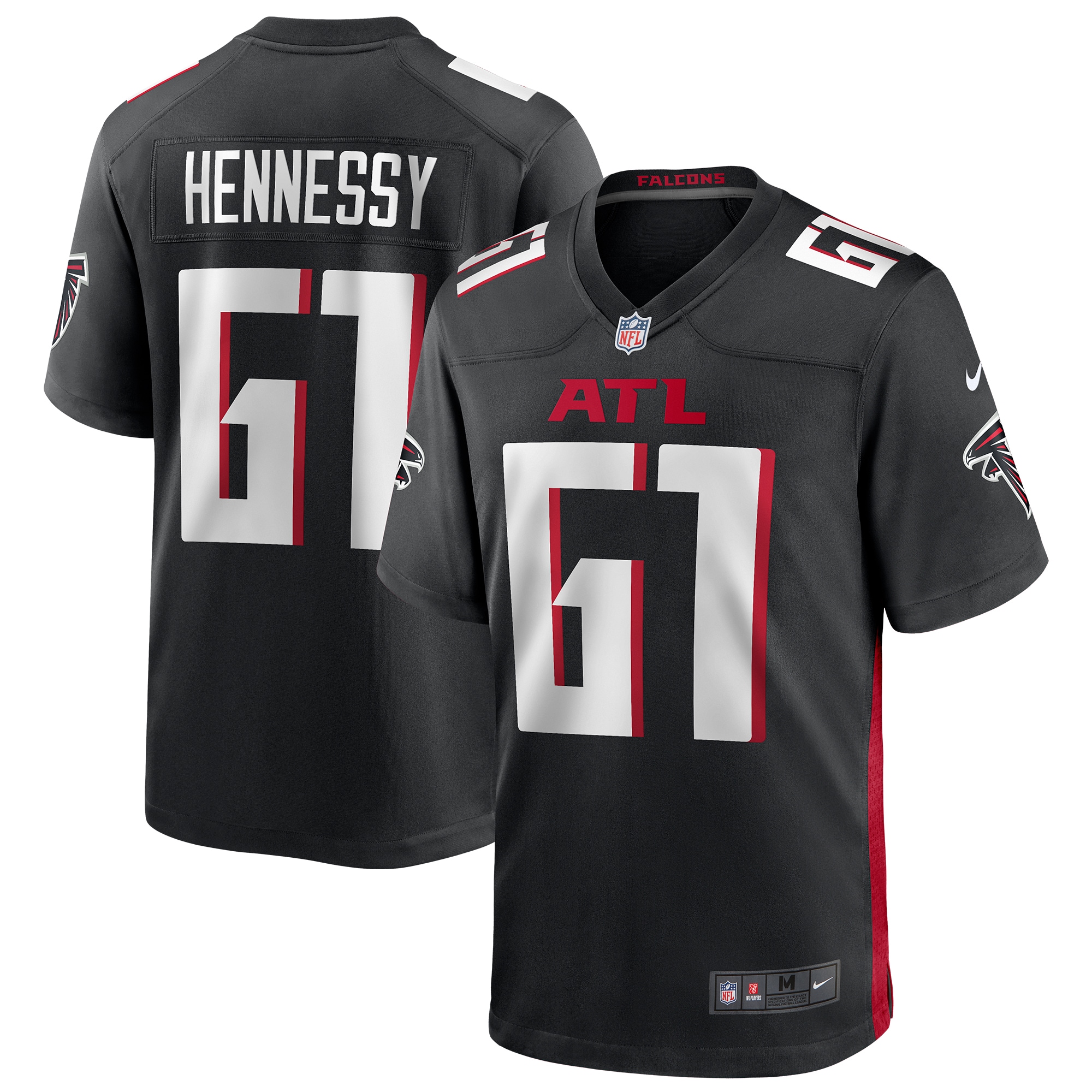 Men's Atlanta Falcons Matt Hennessy Black Player Game Jersey JS2335 Saliibo