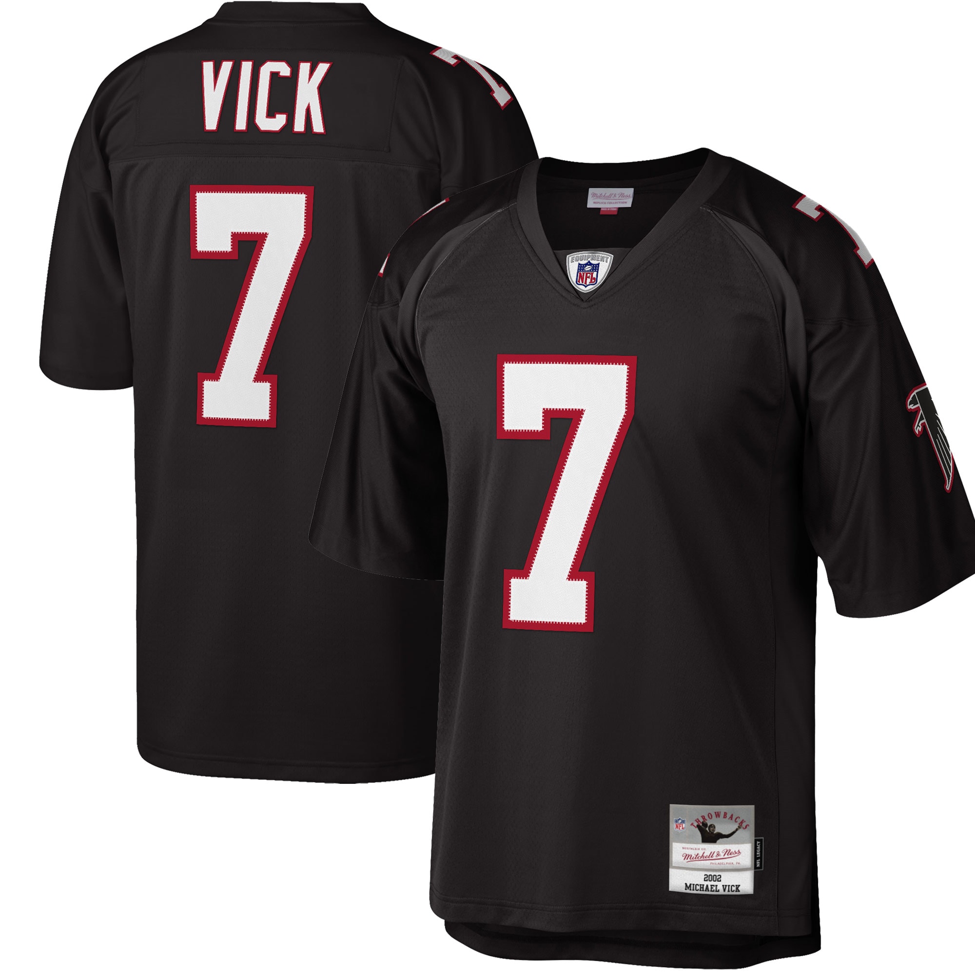 Men's Atlanta Falcons Michael Vick Mitchell & Ness Black Big & Tall 2002 Retired Player Jersey JS6284 Saliibo