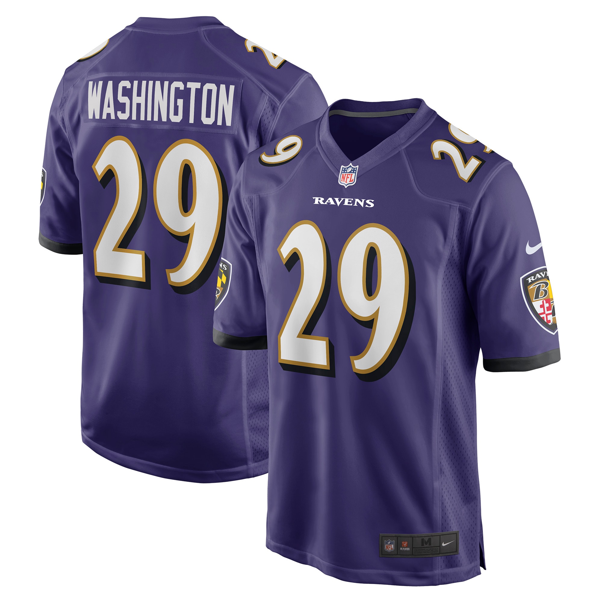 Men's Baltimore Ravens Ar'Darius Washington Purple Player Game Jersey JS8847 Saliibo