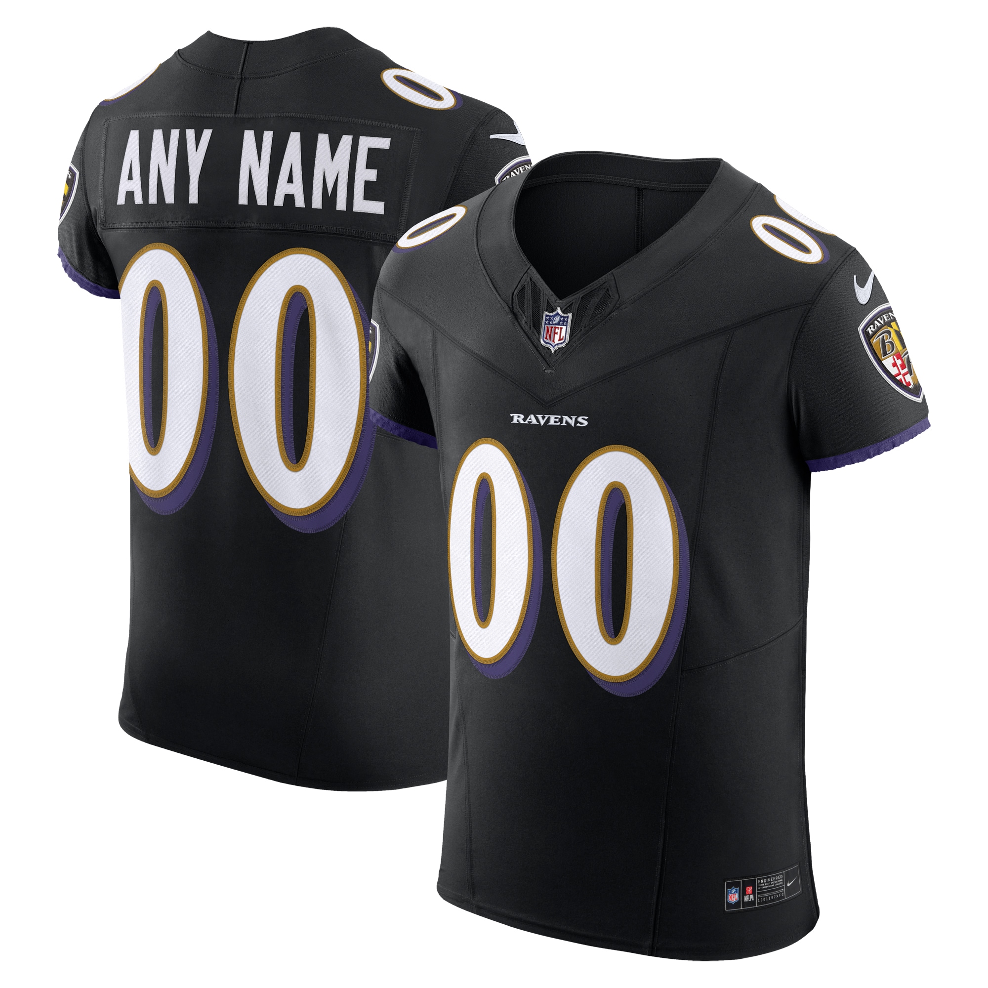 Men's Baltimore Ravens Black Vapor F.U.S.E. Elite Custom Jersey JS5184 Saliibo