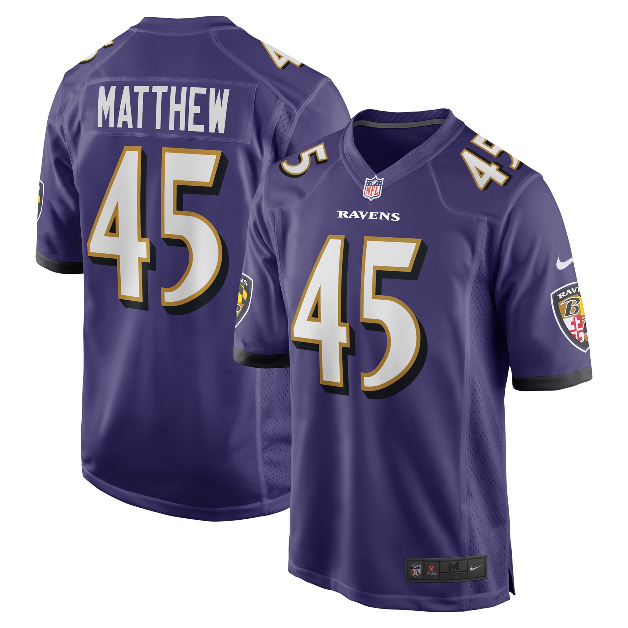 Men's Baltimore Ravens Christian Matthew Purple Team Game Jersey JS9629 Saliibo