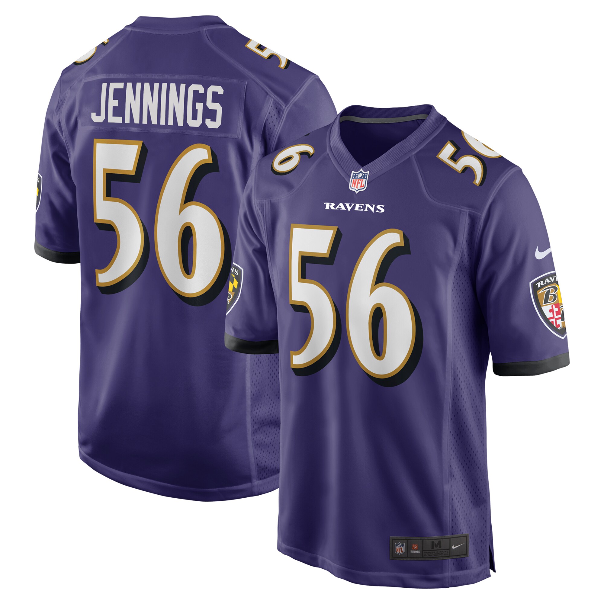 Men's Baltimore Ravens Deion Jennings Purple Team Game Jersey JS7791 Saliibo