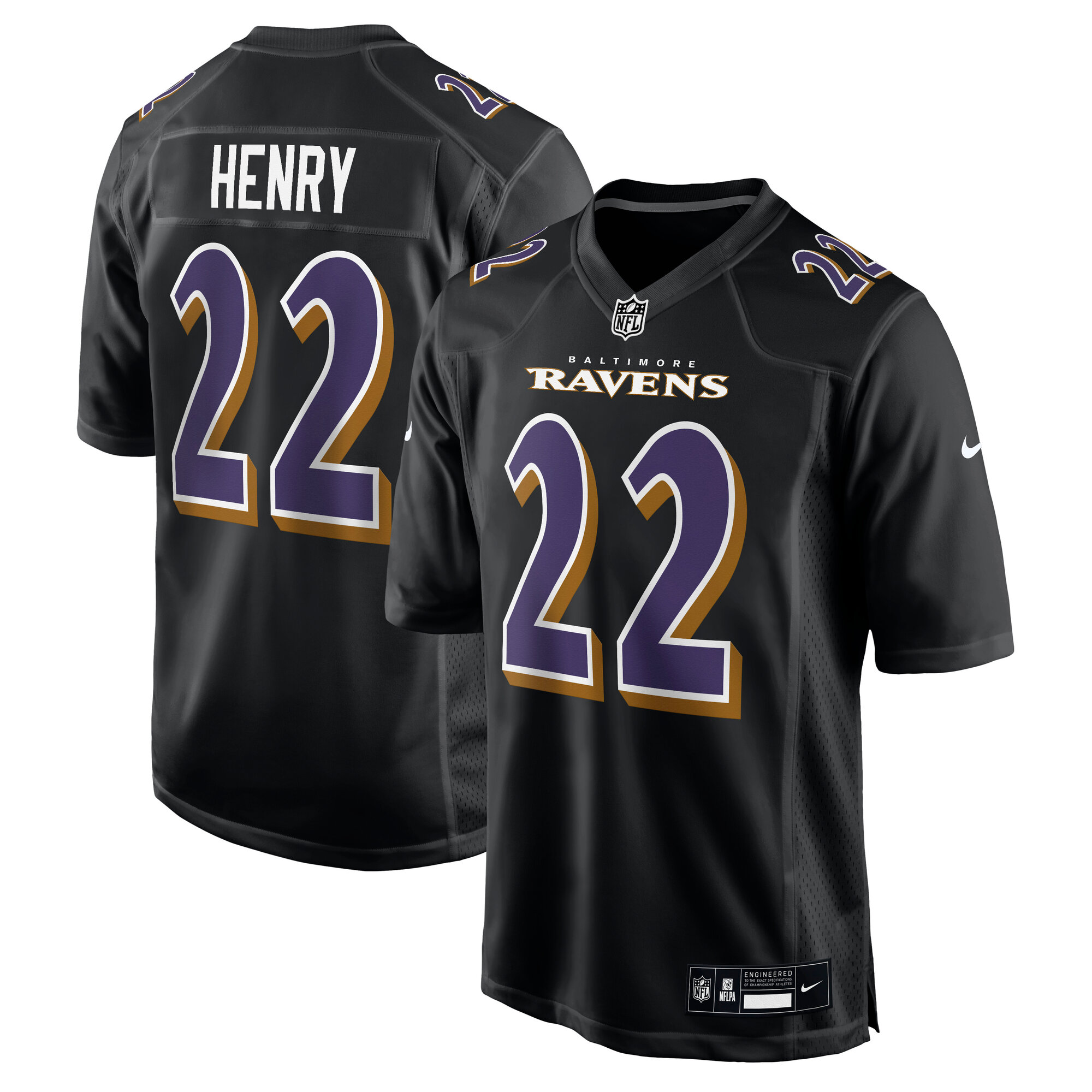 Men's Baltimore Ravens Derrick Henry Carbon Black Fashion Jersey JS8217 Saliibo