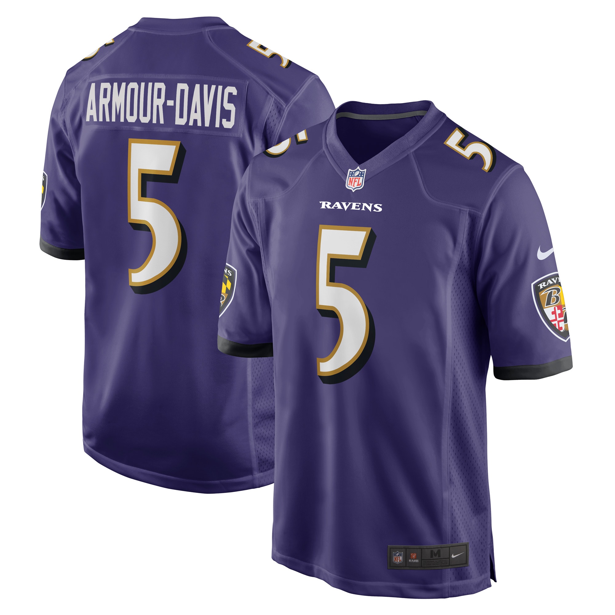 Men's Baltimore Ravens Jalyn Armour-Davis Purple Game Player Jersey JS8847 Saliibo