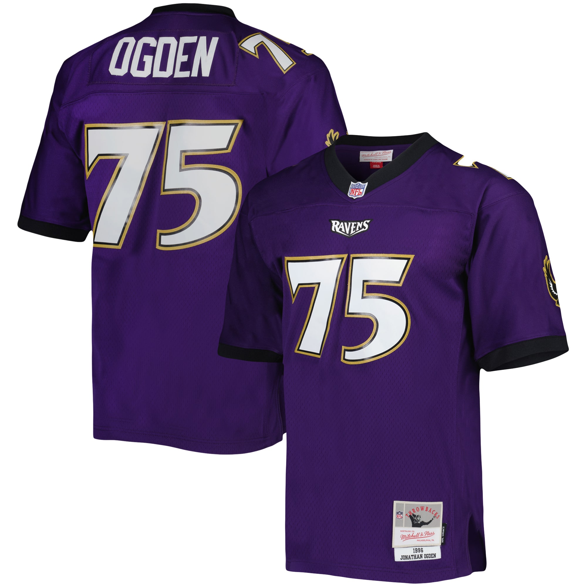 Men's Baltimore Ravens Jonathan Ogden Mitchell & Ness Purple Legacy Jersey JS5566 Saliibo
