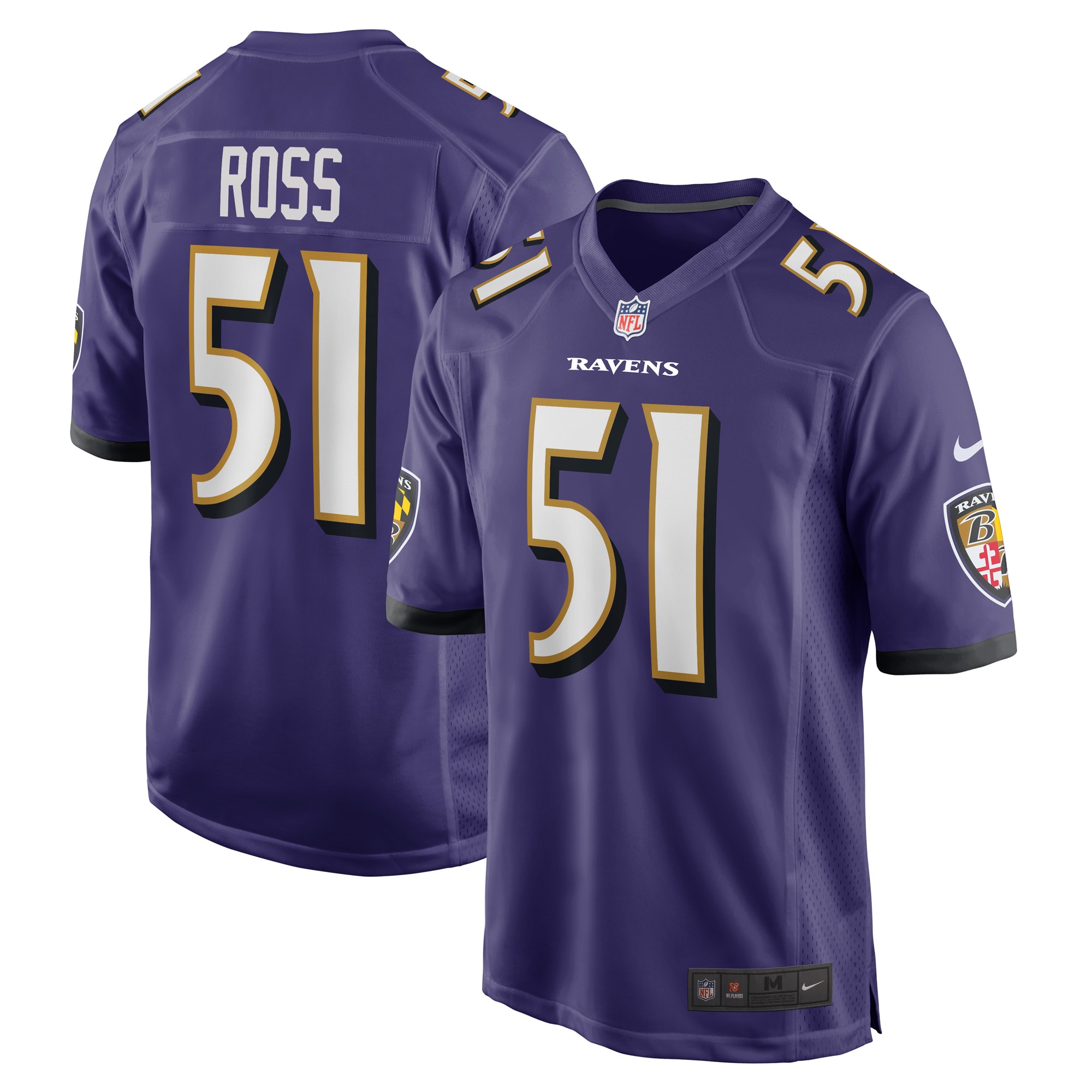 Men's Baltimore Ravens Josh Ross Purple Game Player Jersey JS7966 Saliibo