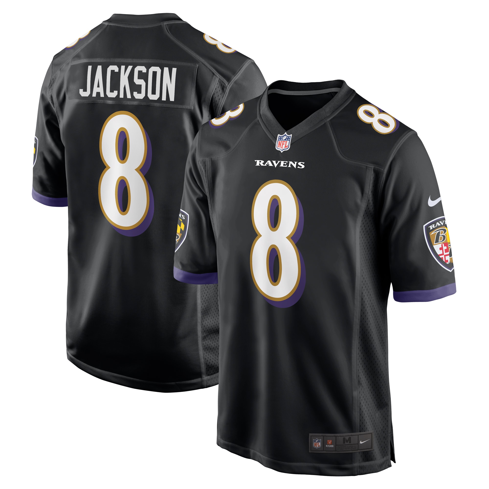 Men's Baltimore Ravens Lamar Jackson Black Alternate Game Jersey JS1334 Saliibo
