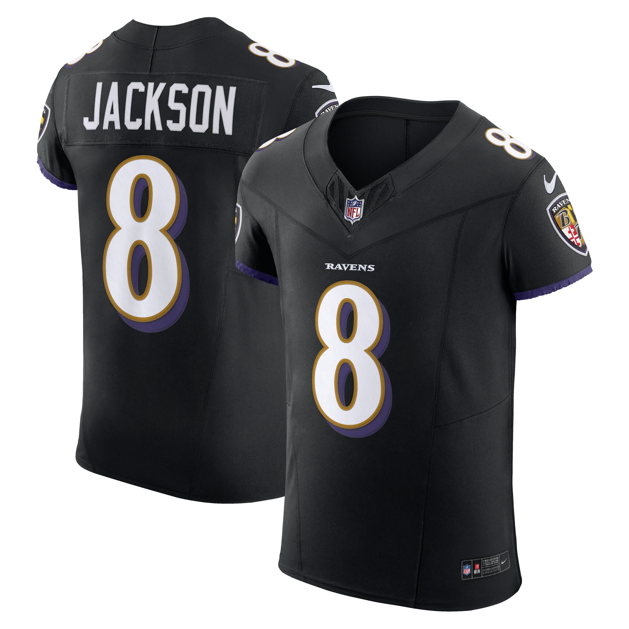 Men's Baltimore Ravens Lamar Jackson Black Alternate Vapor F.U.S.E. Elite Jersey JS9454 Saliibo