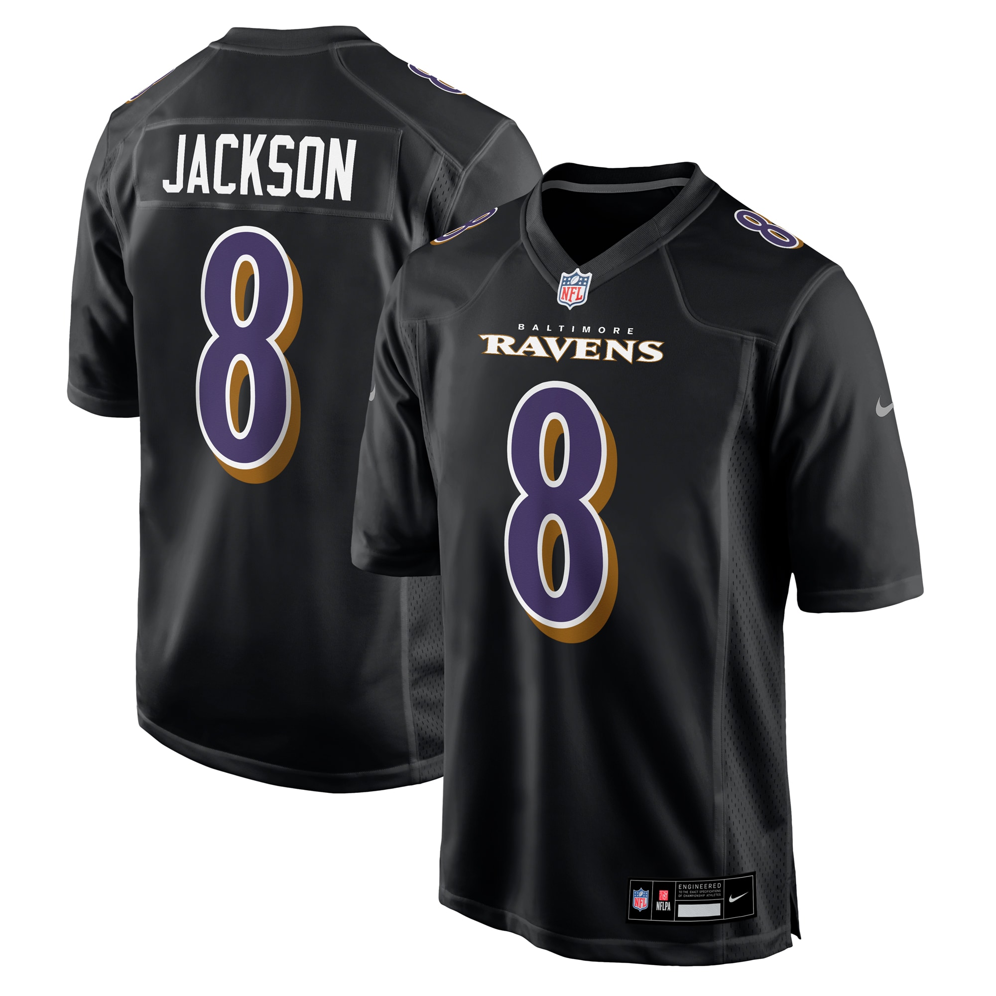 Men's Baltimore Ravens Lamar Jackson Black Fashion Game Jersey JS2555 Saliibo