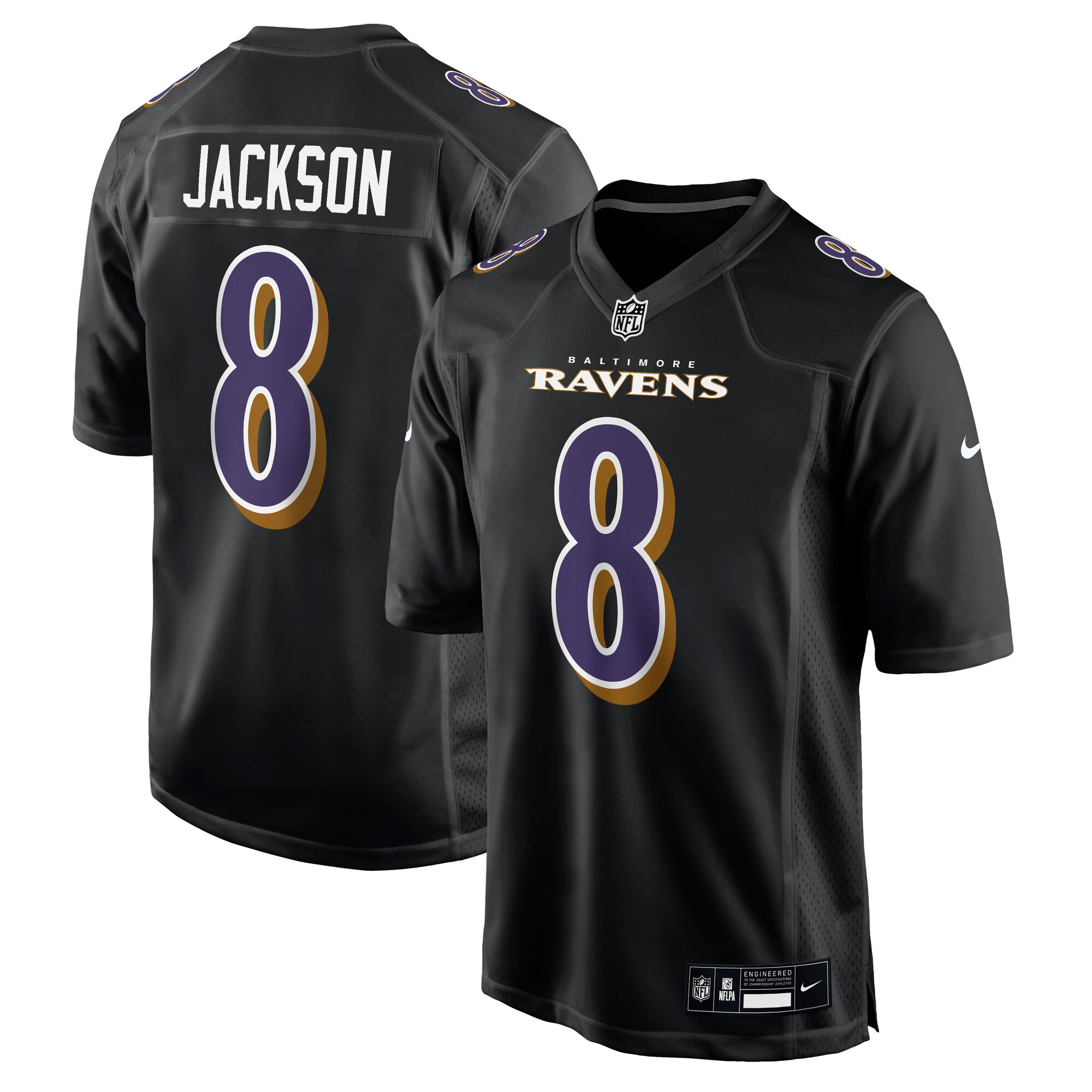 Men's Baltimore Ravens Lamar Jackson Carbon Black Fashion Jersey JS6607 Saliibo