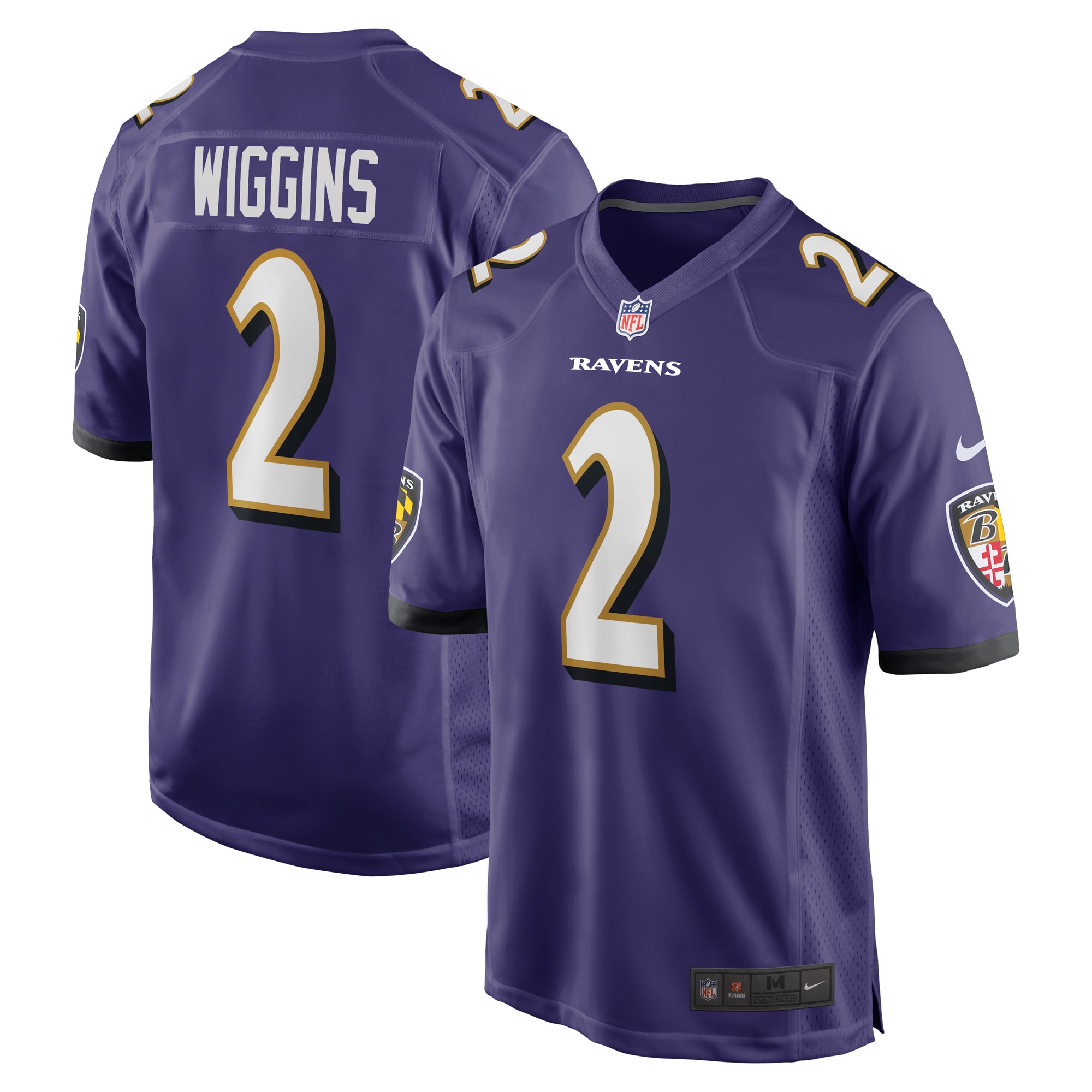 Men's Baltimore Ravens Nate Wiggins Purple Player Game Jersey JS5988 Saliibo