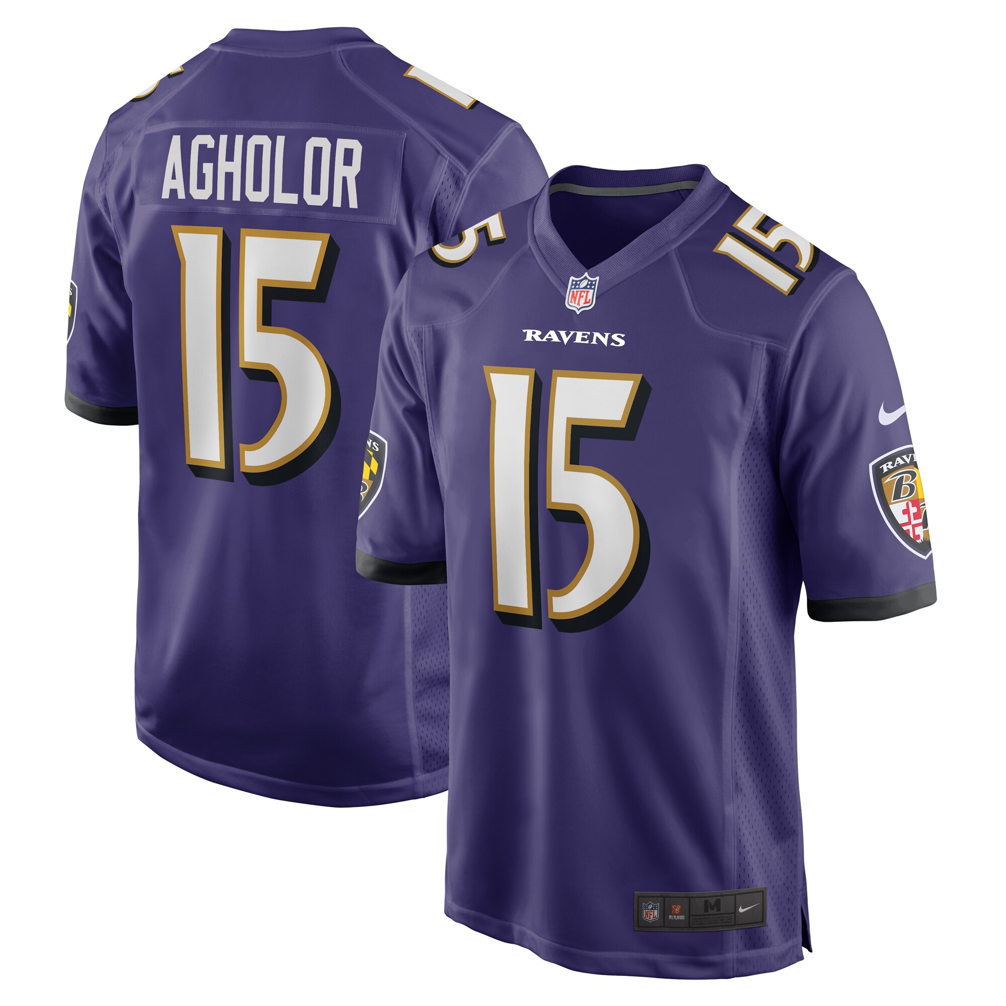 Men's Baltimore Ravens Nelson Agholor Purple Game Jersey JS9585 Saliibo
