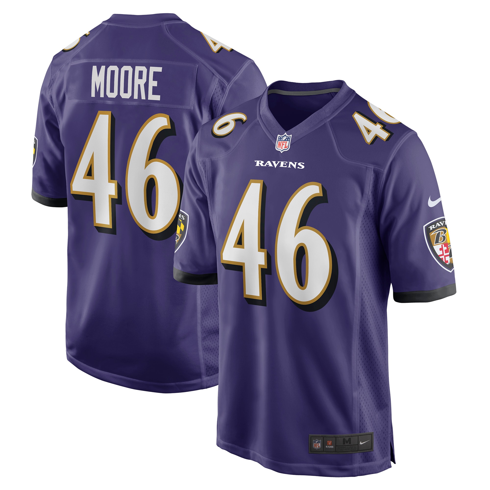 Men's Baltimore Ravens Nick Moore Purple Game Jersey JS4171 Saliibo